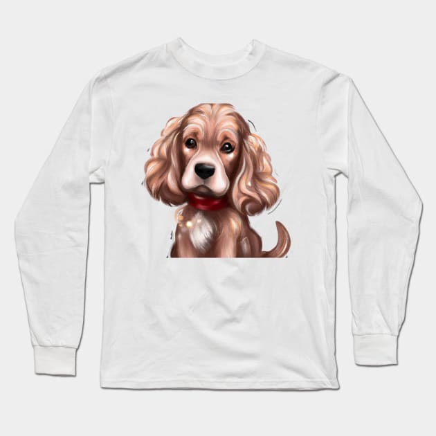 Cute English Cocker Spaniel Drawing Long Sleeve T-Shirt by Play Zoo